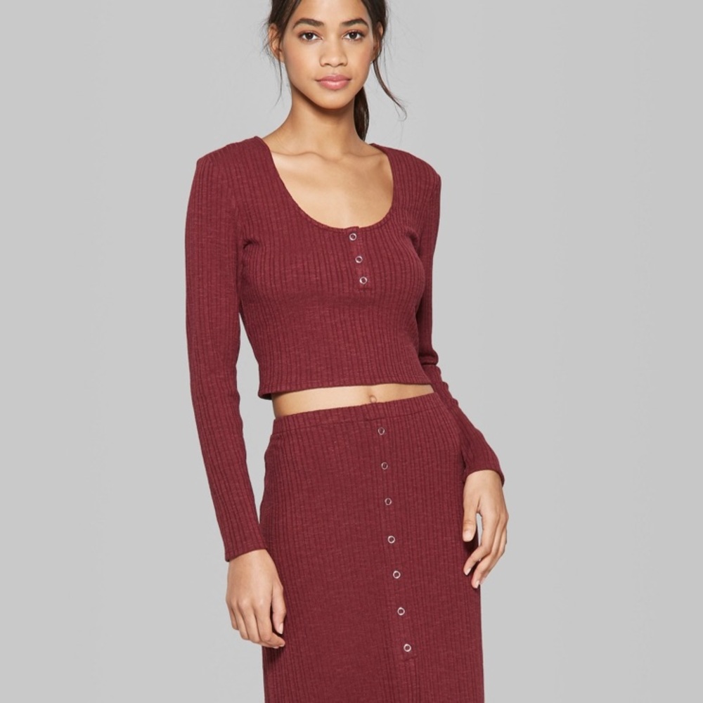 Henley ribbed set